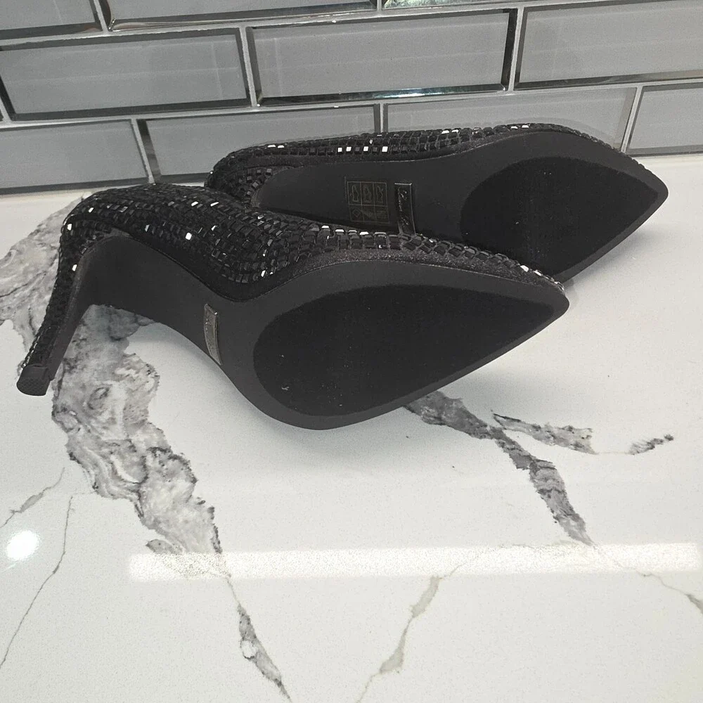Lauren Lorraine Dazzle Shoes Womens 8.5 Black Heels Pumps Rhinestone New‎ NWB